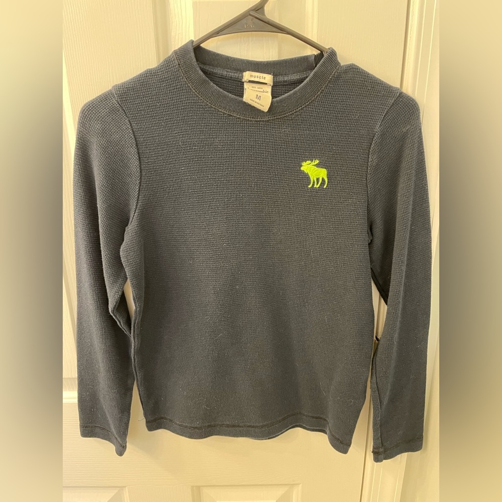 Abercrombie kids thermal logo long sleeve navy blue